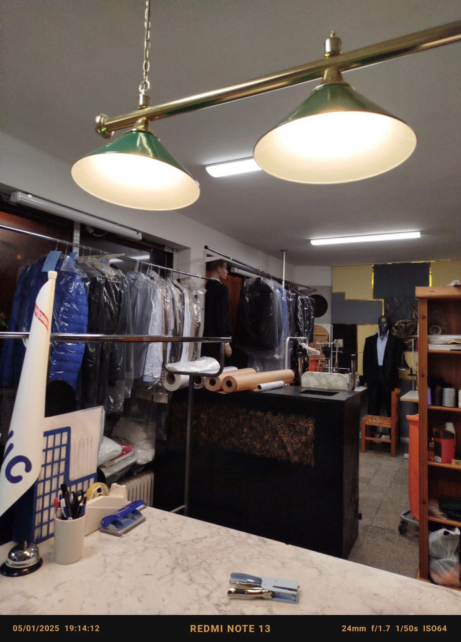 Arbetslampor och inre ateljé